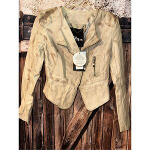 The Fillmore Vegan Leather Biker Motorcycle Jacket Size XS NWT Stunning